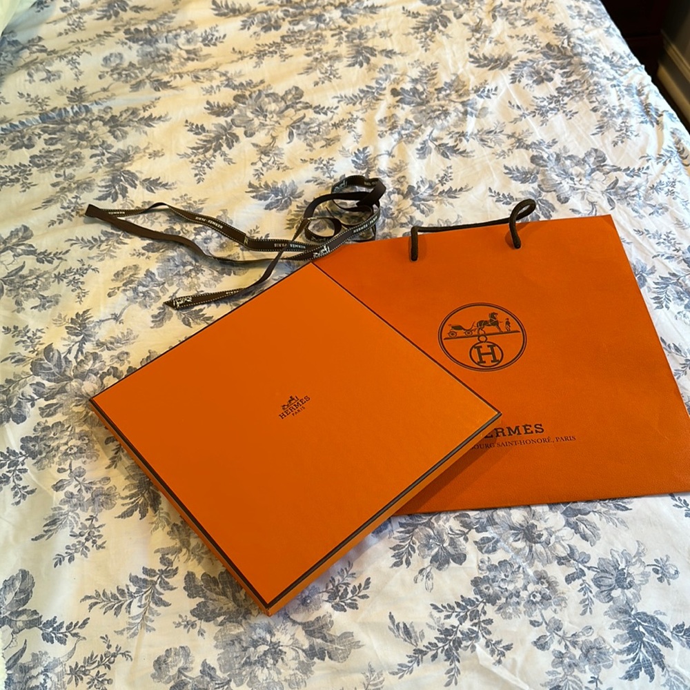 Hermès shawl box with paper bag